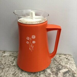Vintage David Douglas Glass Therm Insulated Jug Orange and White